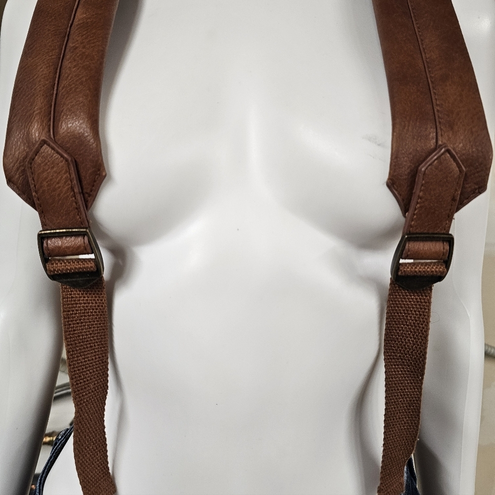 Universal Thread Brown Rucksack Style Faux Leather Flap Closure Backpack - Picture 3 of 12